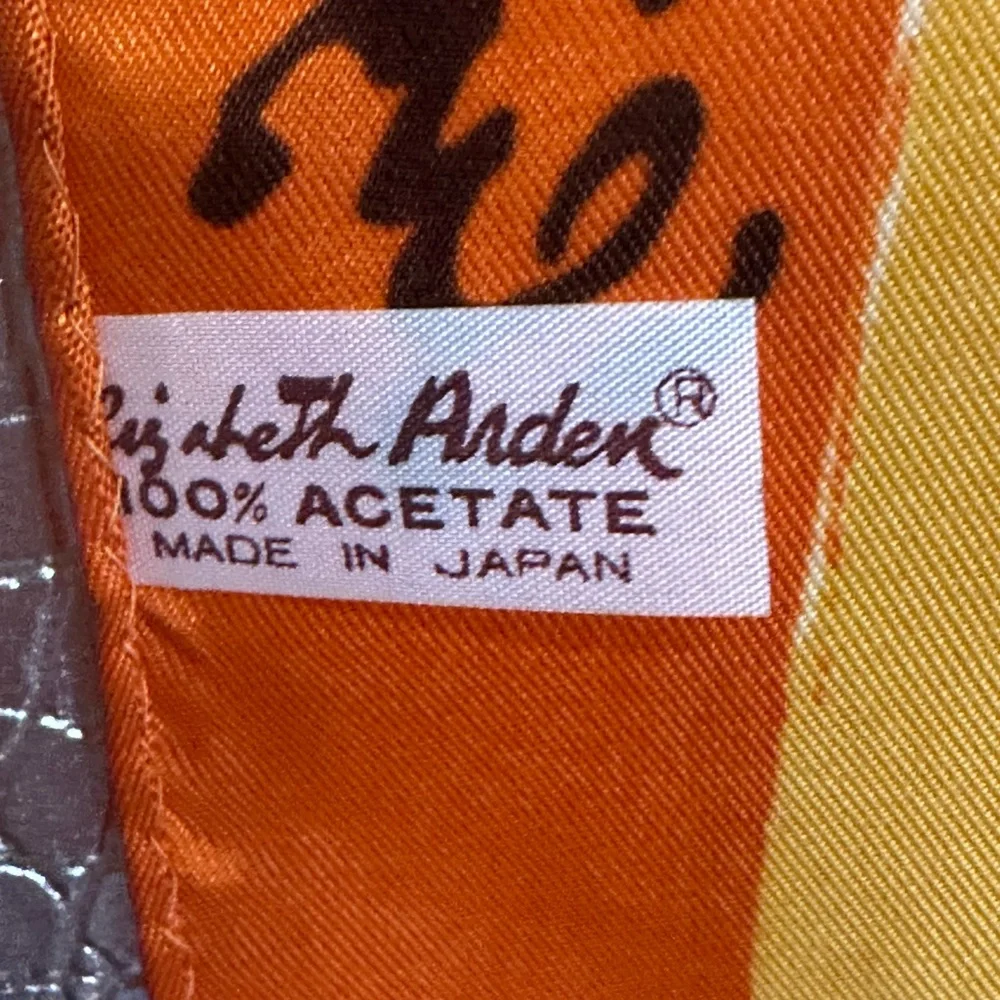 Elizabeth Arden Vintage Orange and Yellow Floral Patterned Silk Scarf